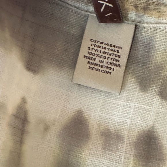 XCVI 100%Cotton Green Tie Dye Rolled Cuffs W/Button Boho Granola Girl Top Size L - Picture 11 of 14